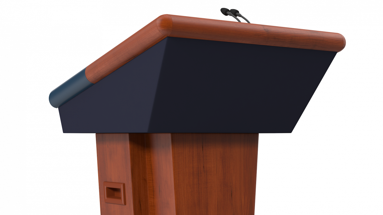 Wooden Speech Podium with Microphones 3D