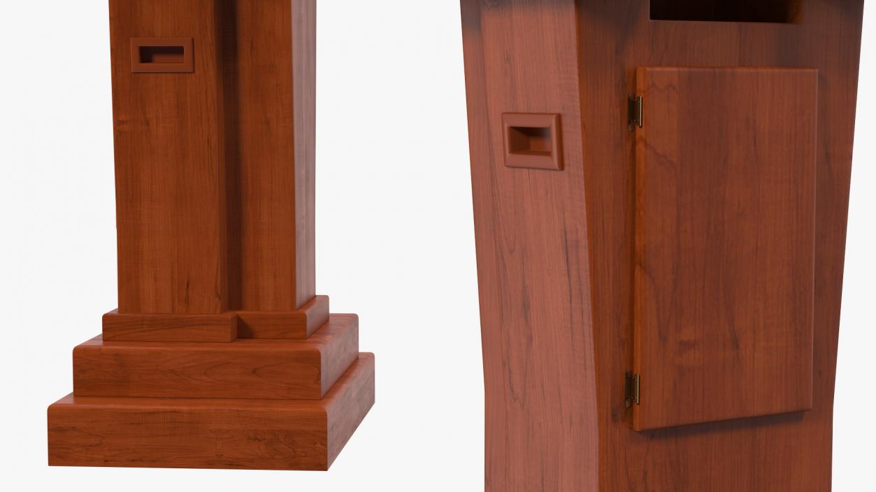 Wooden Speech Podium with Microphones 3D