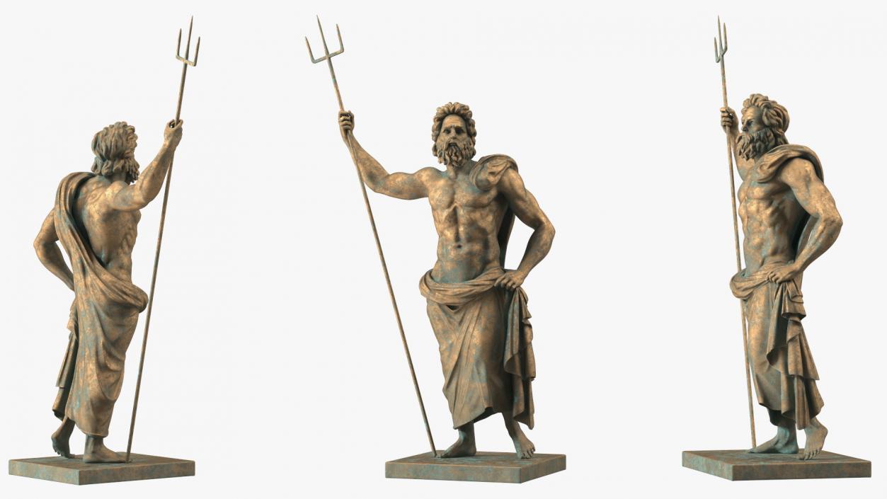 Poseidon Greek God Statue Bronze 3D