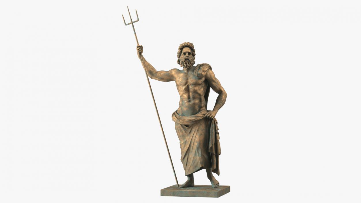 Poseidon Greek God Statue Bronze 3D