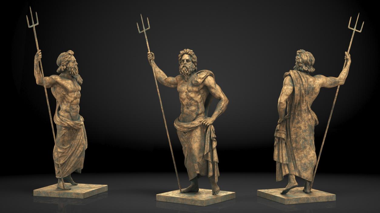 Poseidon Greek God Statue Bronze 3D