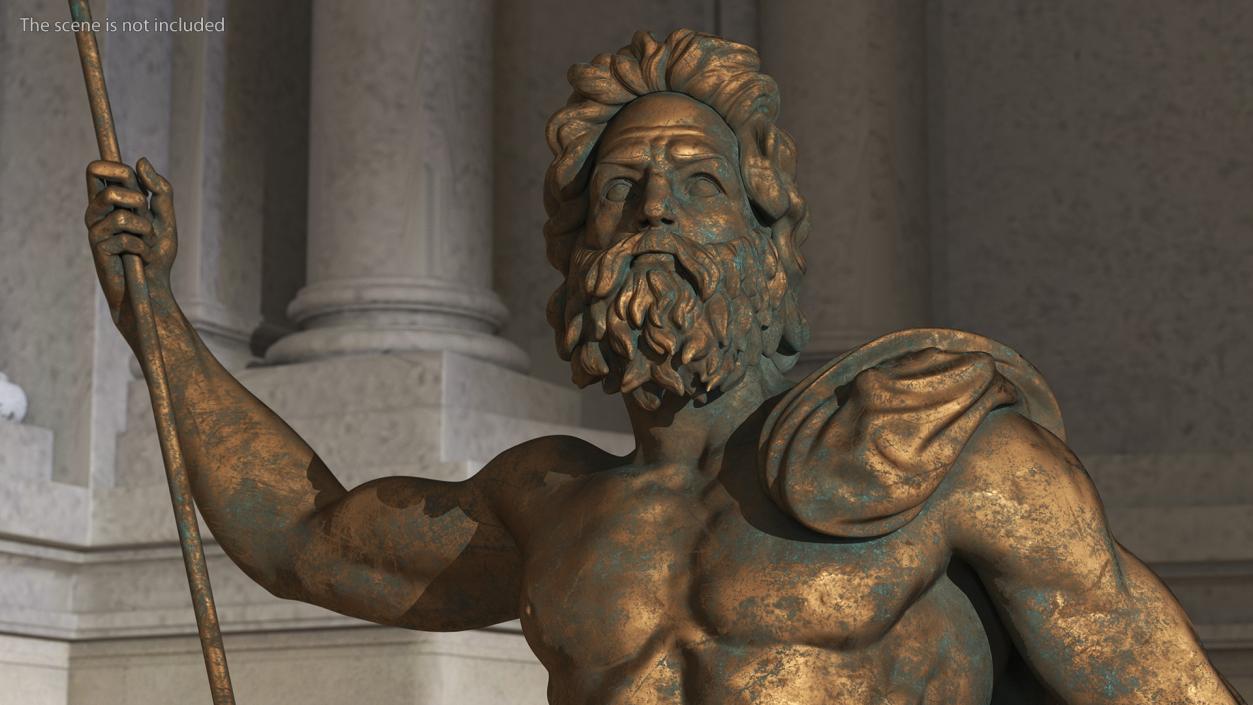 Poseidon Greek God Statue Bronze 3D