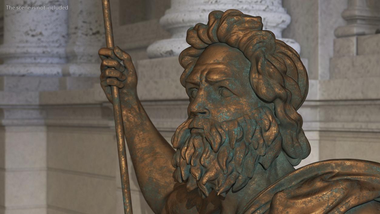 Poseidon Greek God Statue Bronze 3D