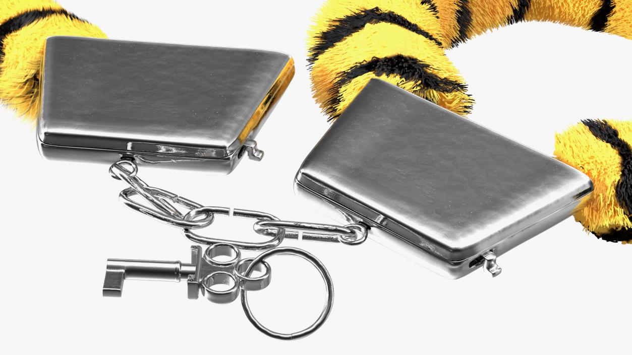 3D model Unfastened Tiger Handcuffs Fur