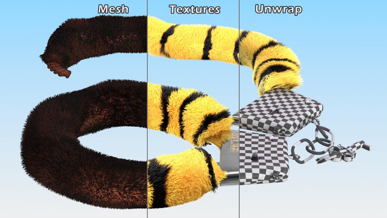 3D model Unfastened Tiger Handcuffs Fur