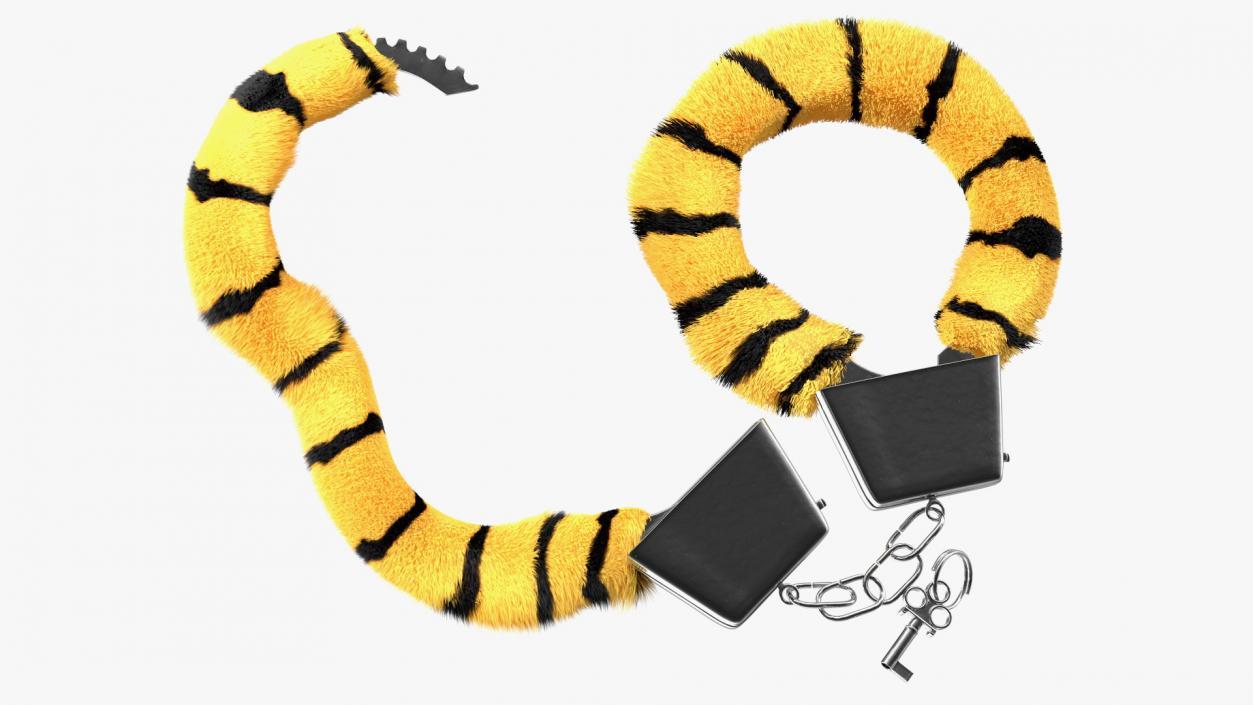 3D model Unfastened Tiger Handcuffs Fur