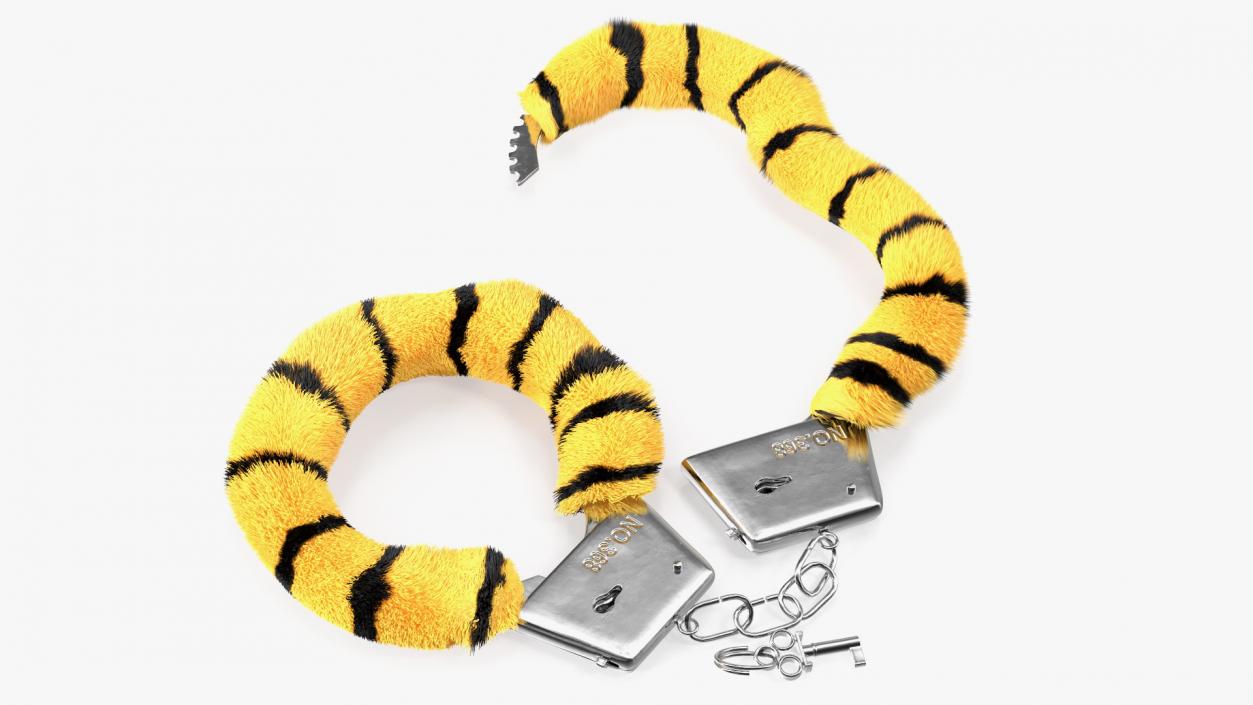 3D model Unfastened Tiger Handcuffs Fur