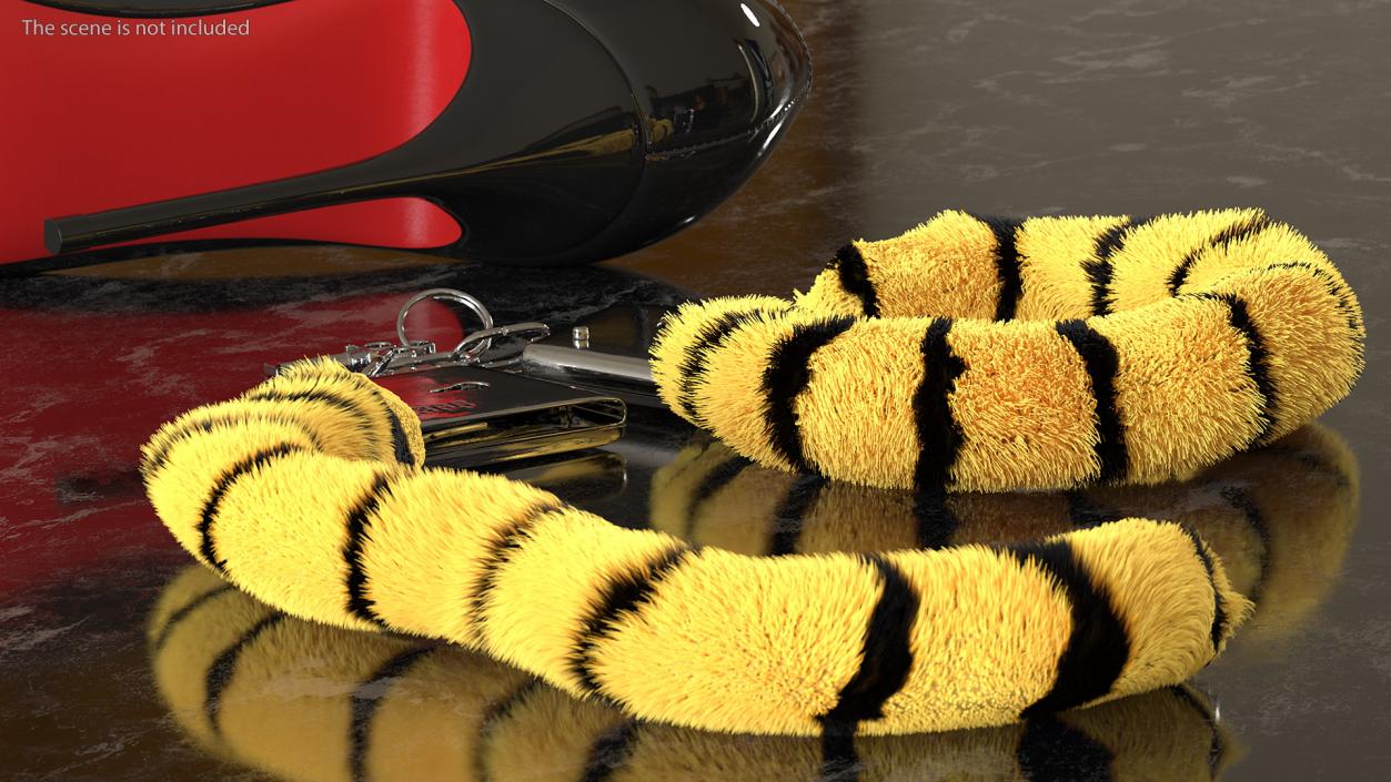 3D model Unfastened Tiger Handcuffs Fur