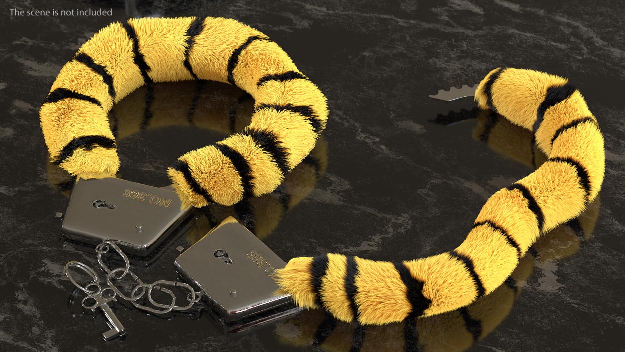 3D model Unfastened Tiger Handcuffs Fur