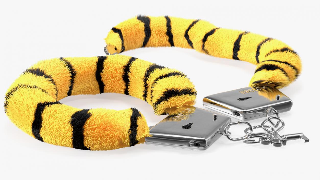 3D model Unfastened Tiger Handcuffs Fur