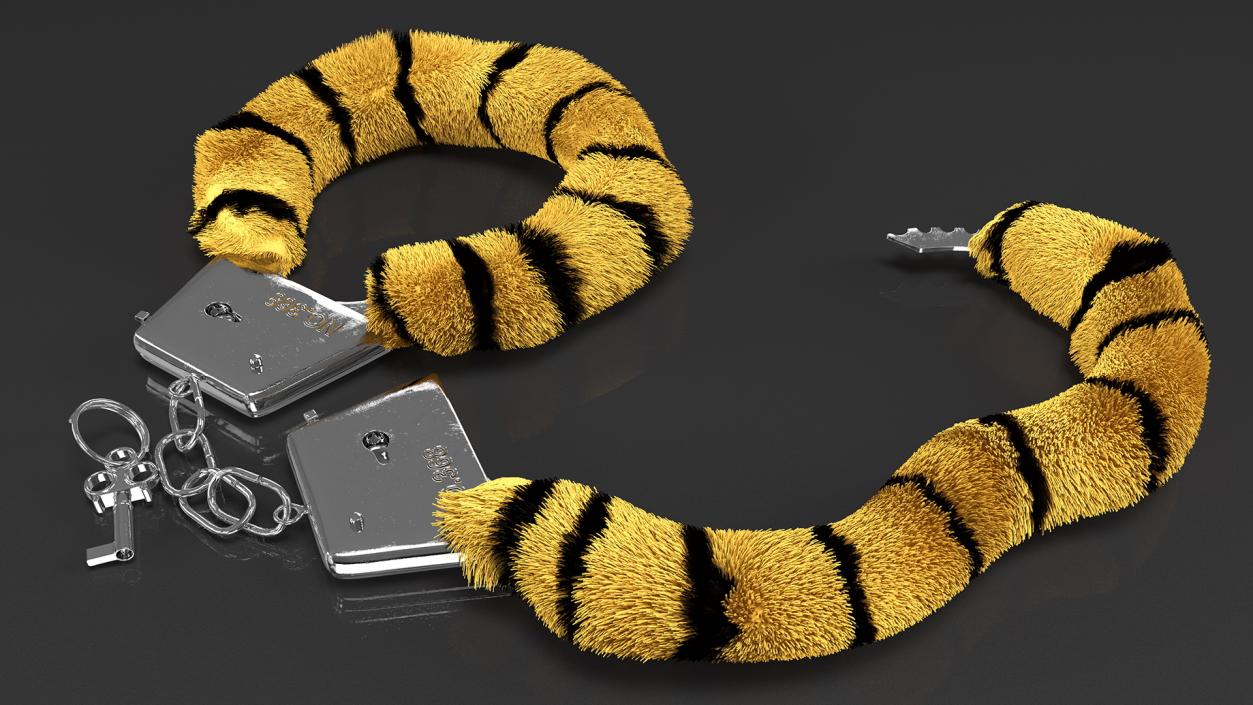 3D model Unfastened Tiger Handcuffs Fur