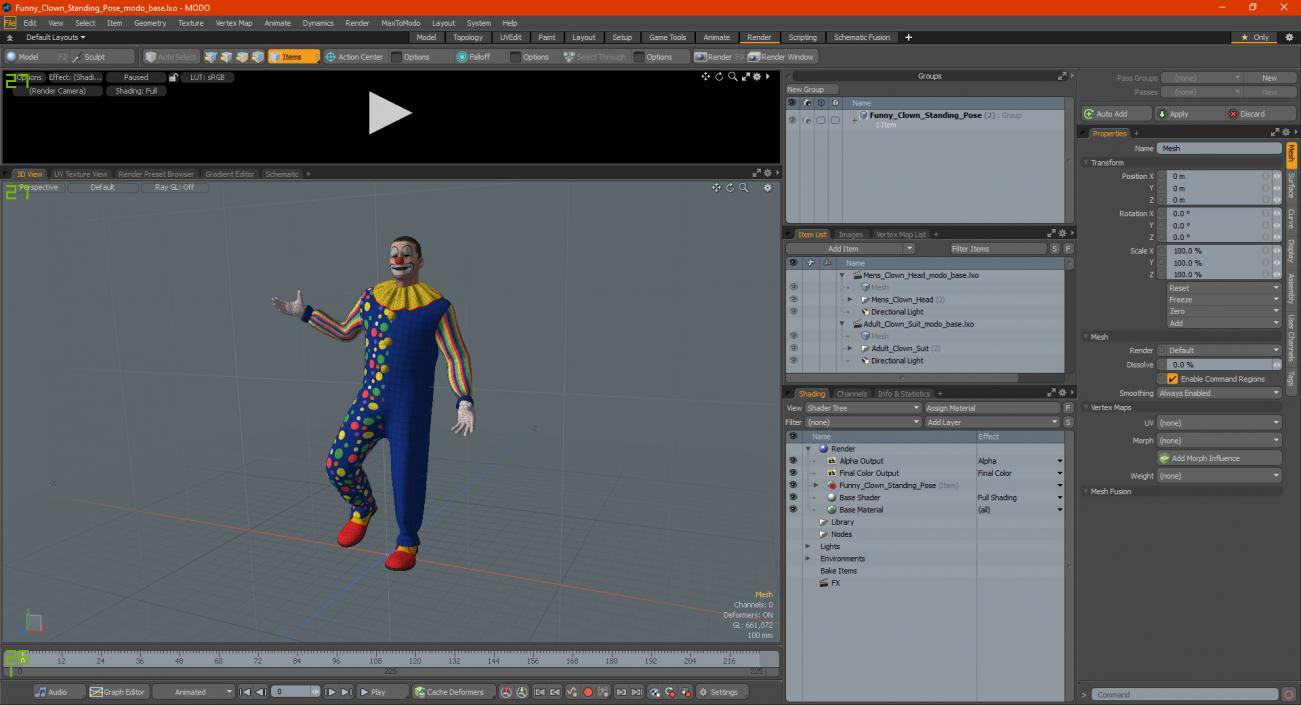 3D model Funny Clown Standing Pose