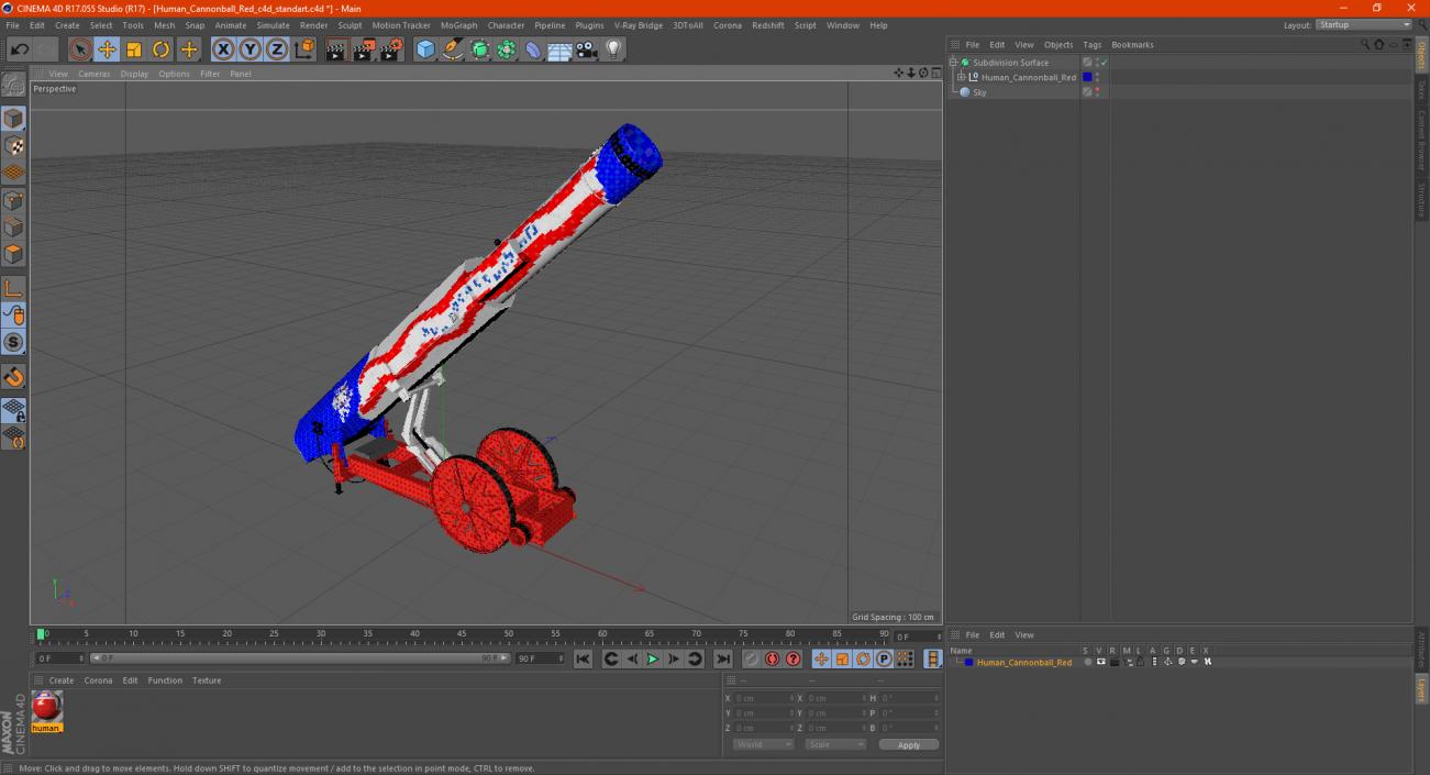 3D model Human Cannonball Red