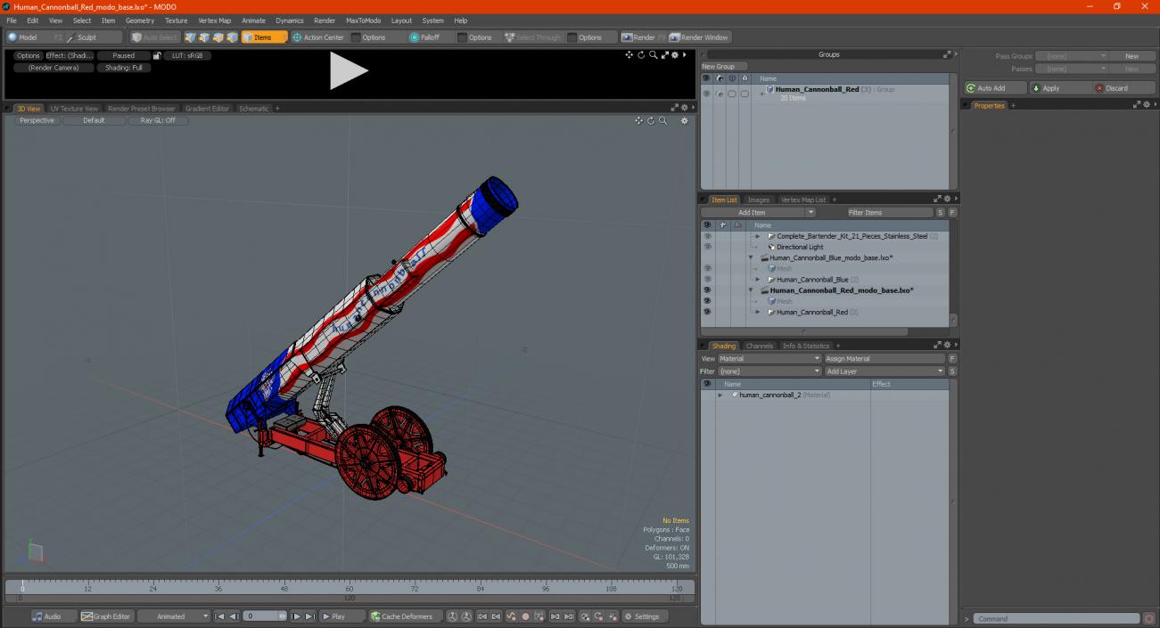 3D model Human Cannonball Red