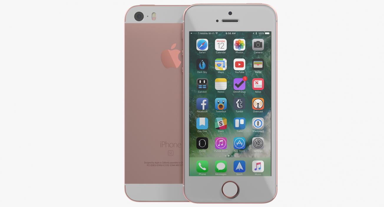 iPhone SE Rose Gold 3D model