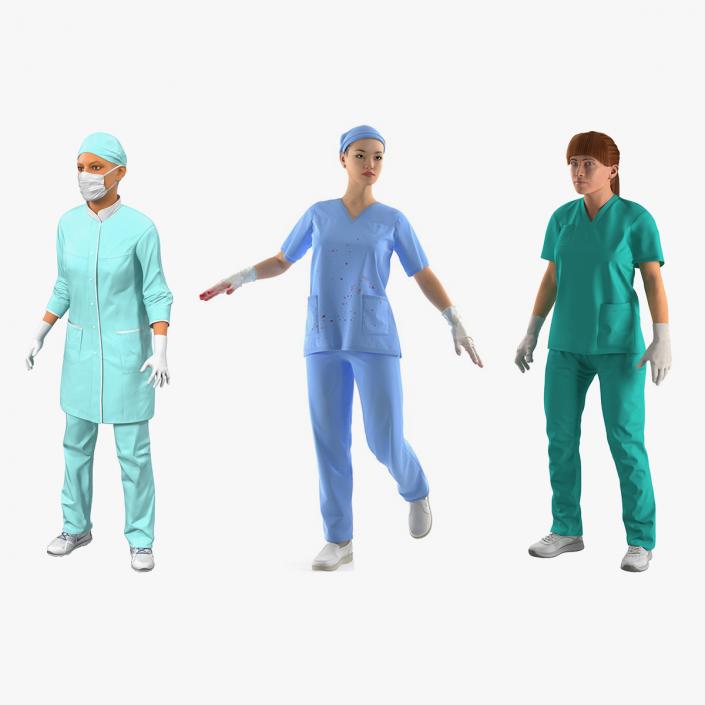 Female Rigged Doctors 3D Models Collection 2 3D model