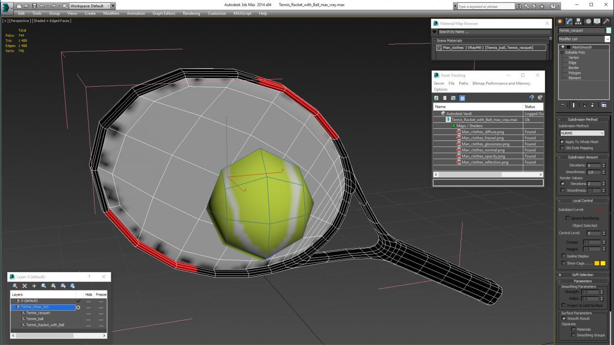 3D Tennis Racket with Ball model