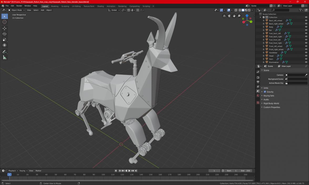 Ridable Goat Robot Black 3D model