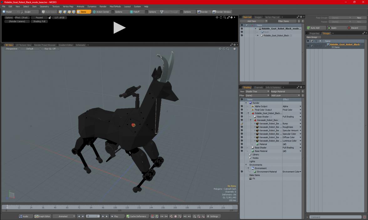 Ridable Goat Robot Black 3D model