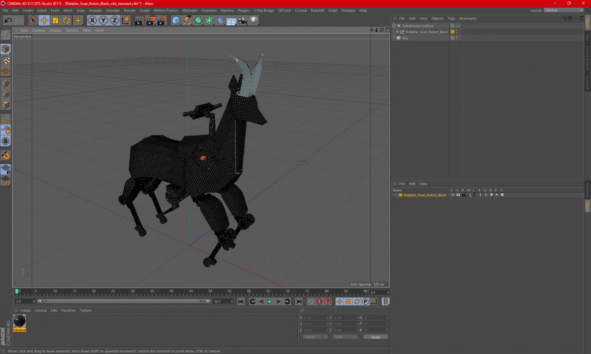 Ridable Goat Robot Black 3D model