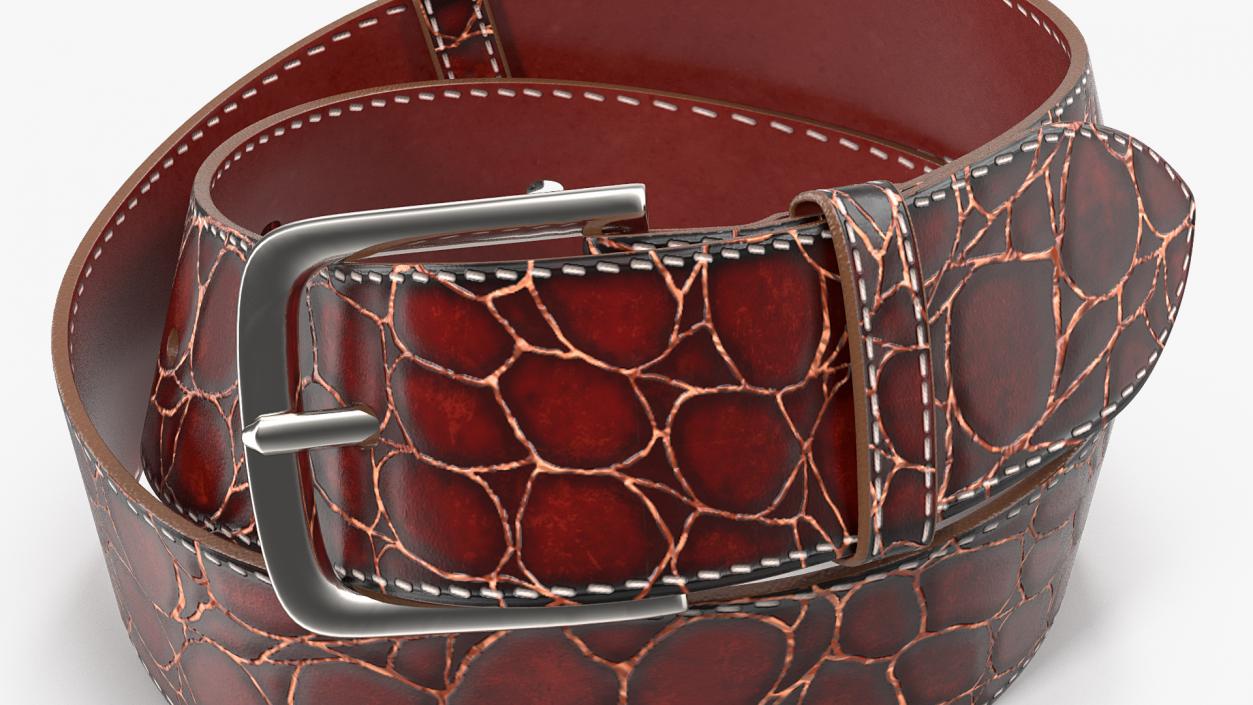 3D Crocodile Skin Belt For Men Red