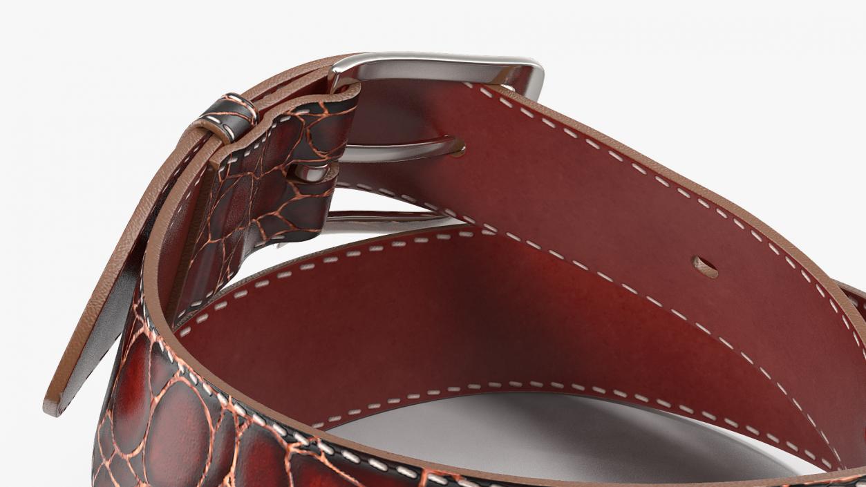 3D Crocodile Skin Belt For Men Red