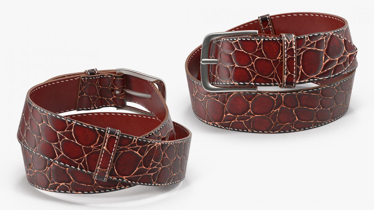 3D Crocodile Skin Belt For Men Red