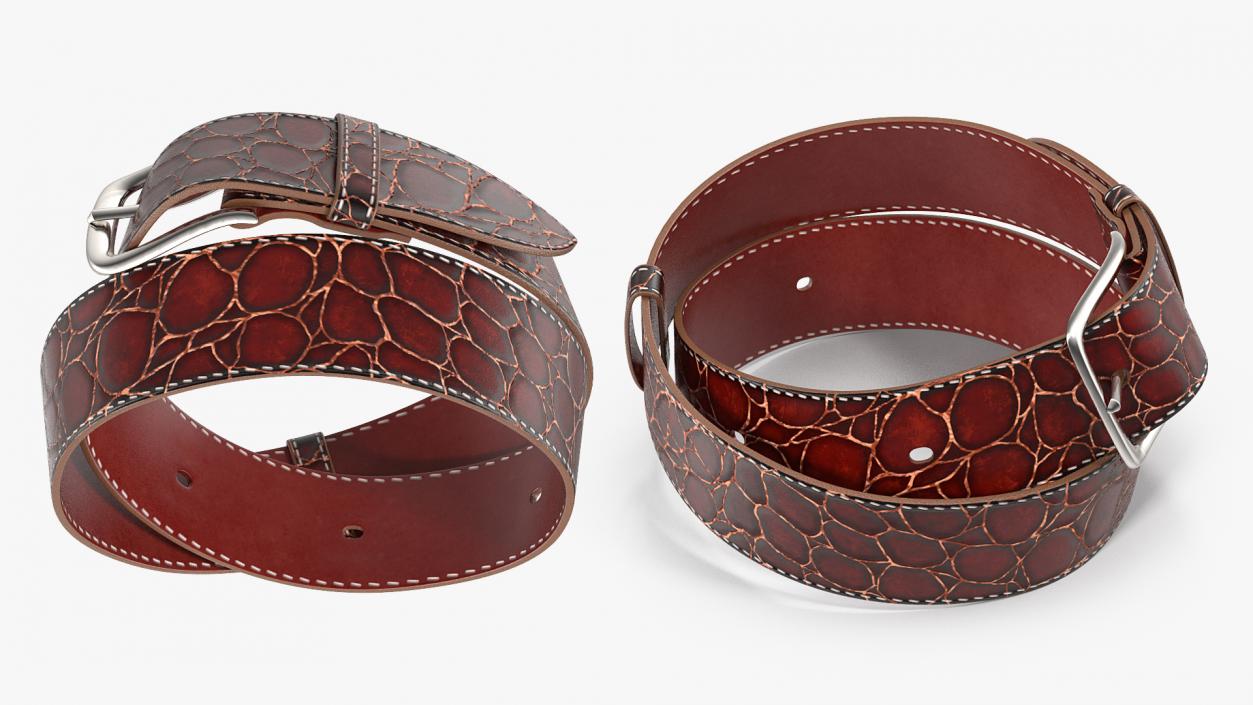 3D Crocodile Skin Belt For Men Red