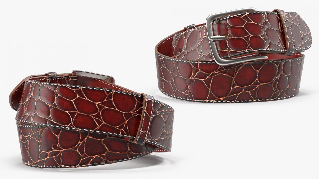 3D Crocodile Skin Belt For Men Red