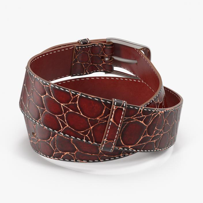 3D Crocodile Skin Belt For Men Red