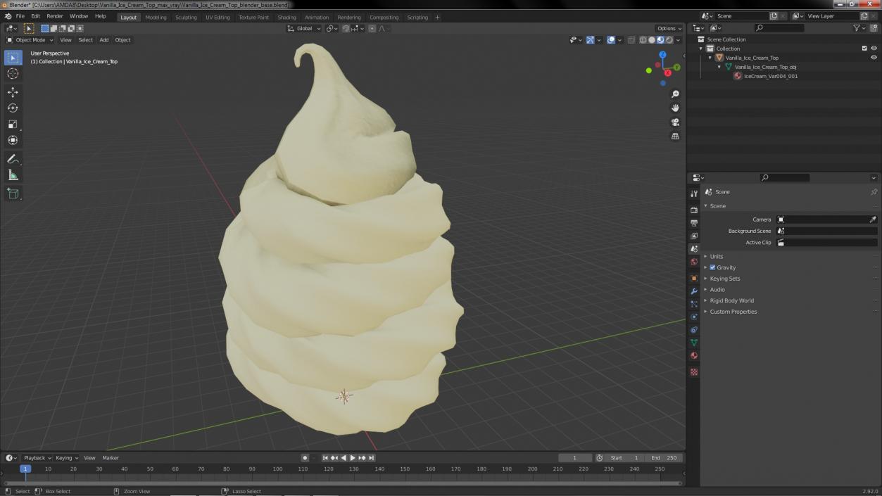 3D Vanilla Ice Cream Top