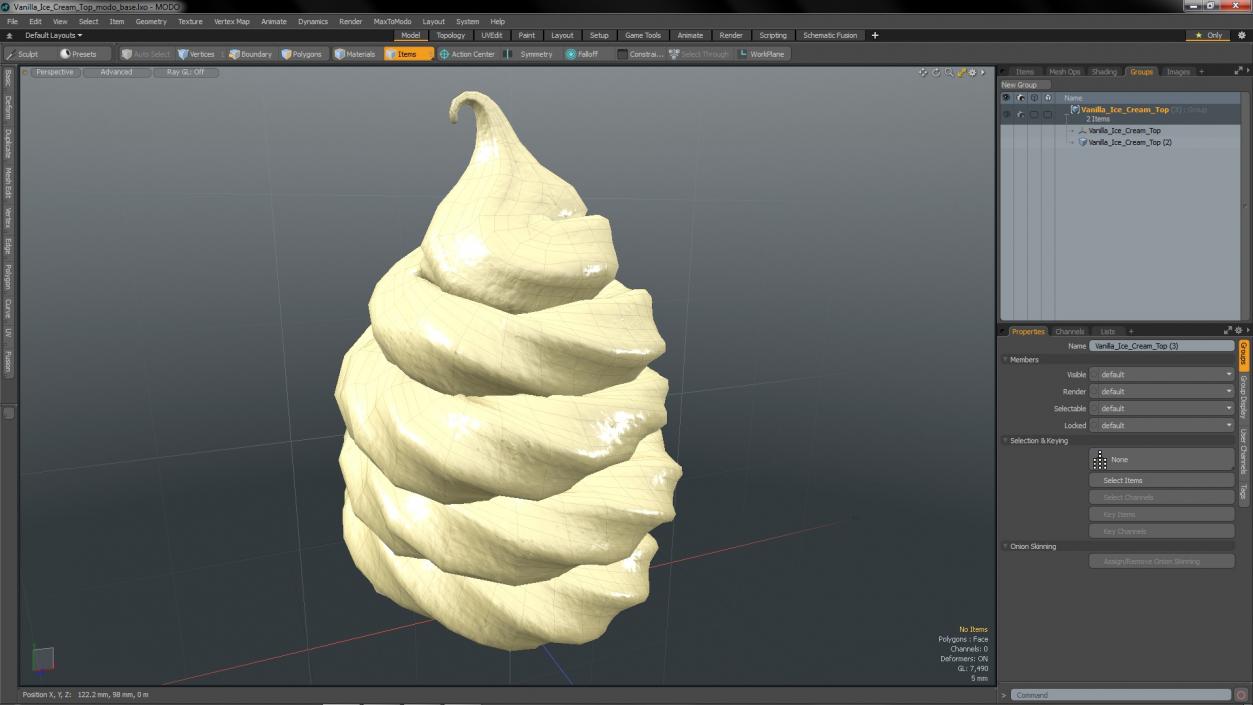 3D Vanilla Ice Cream Top