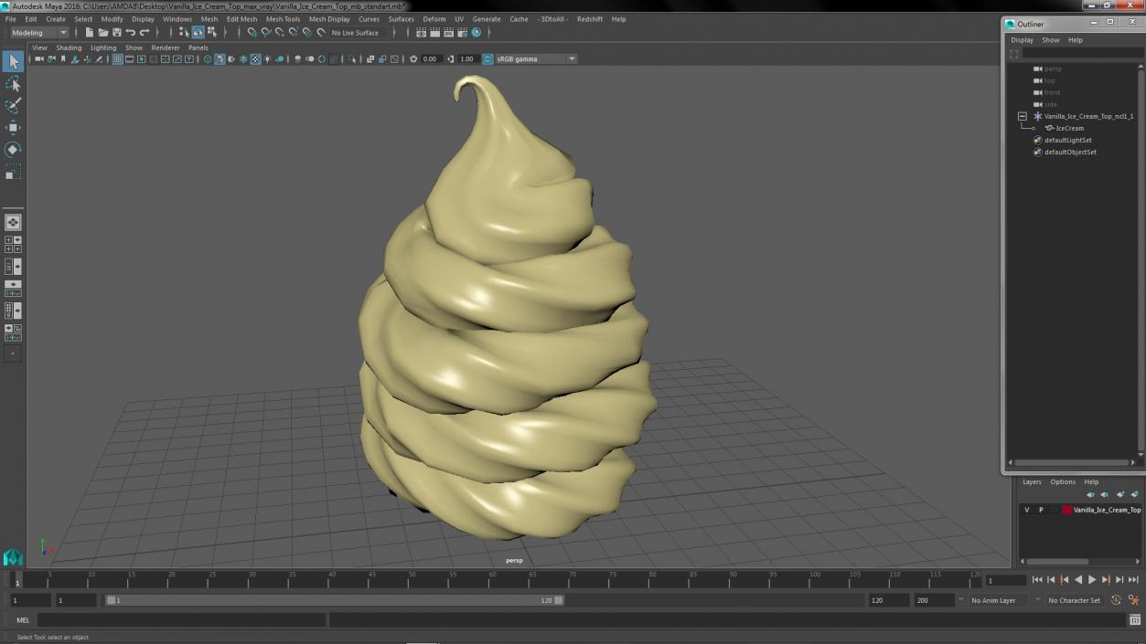 3D Vanilla Ice Cream Top