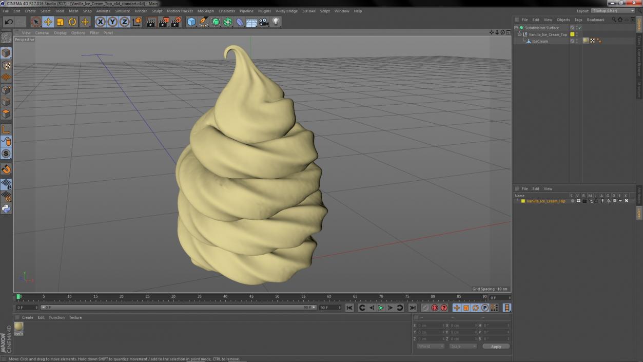 3D Vanilla Ice Cream Top