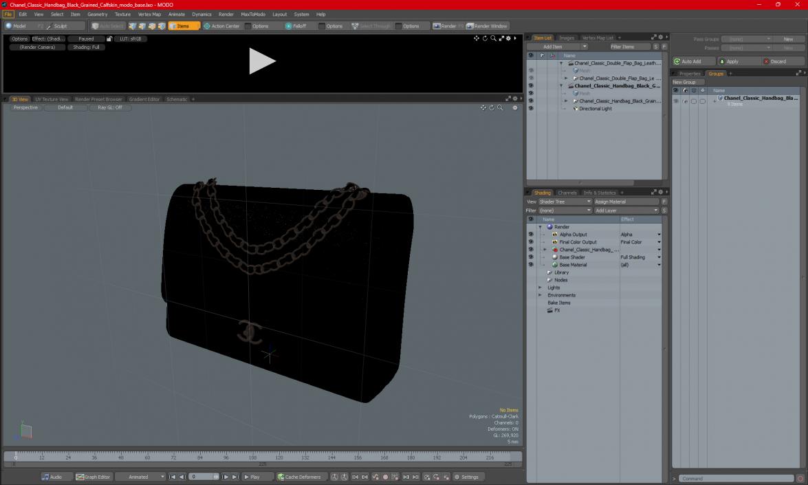 3D model Chanel Classic Handbag Black Grained Calfskin