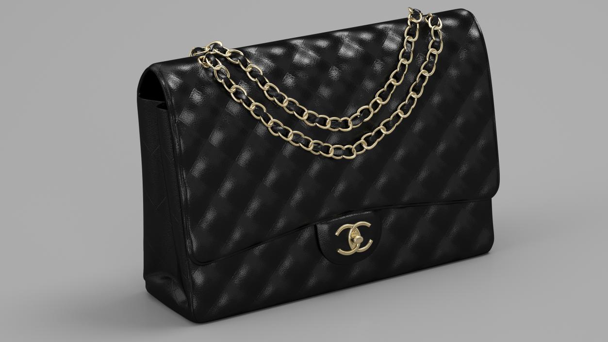 3D model Chanel Classic Handbag Black Grained Calfskin