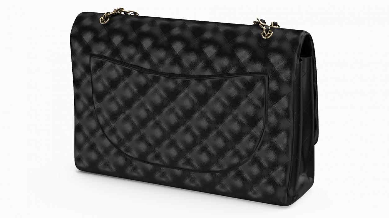 3D model Chanel Classic Handbag Black Grained Calfskin