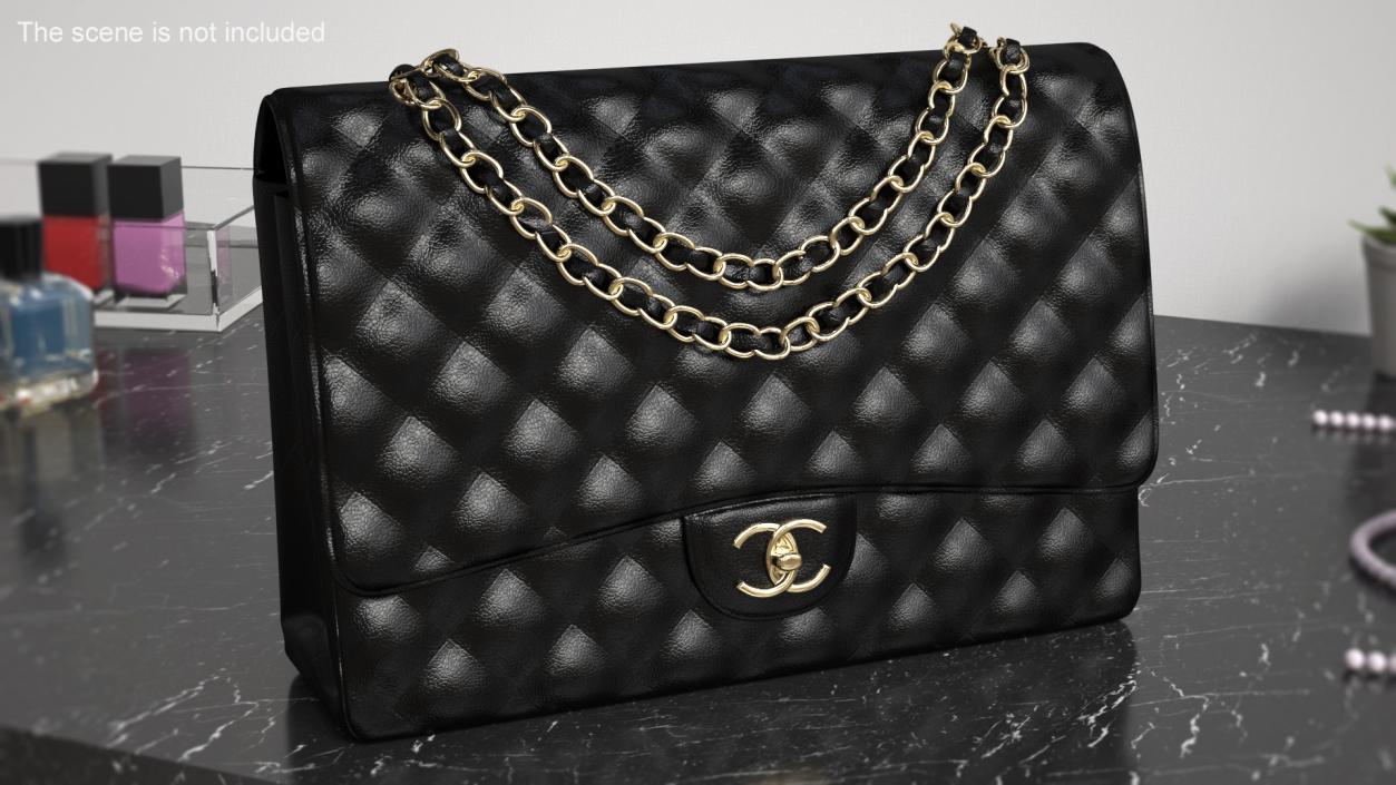 3D model Chanel Classic Handbag Black Grained Calfskin