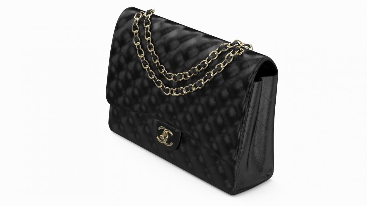 3D model Chanel Classic Handbag Black Grained Calfskin