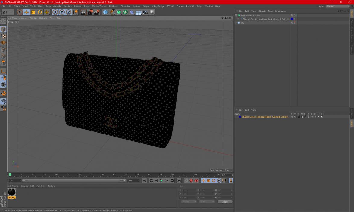 3D model Chanel Classic Handbag Black Grained Calfskin