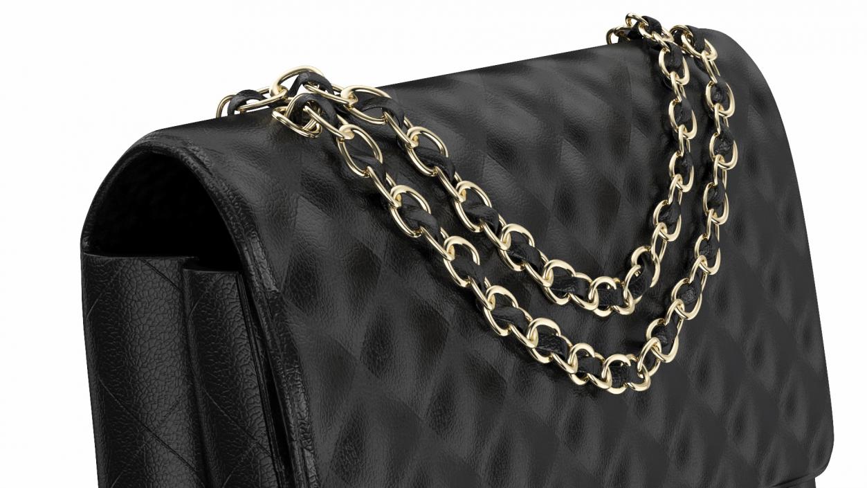 3D model Chanel Classic Handbag Black Grained Calfskin