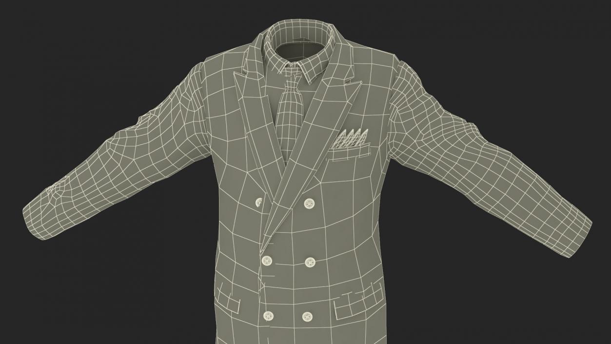 Black Suit Red Tie and White Shirt 3D model