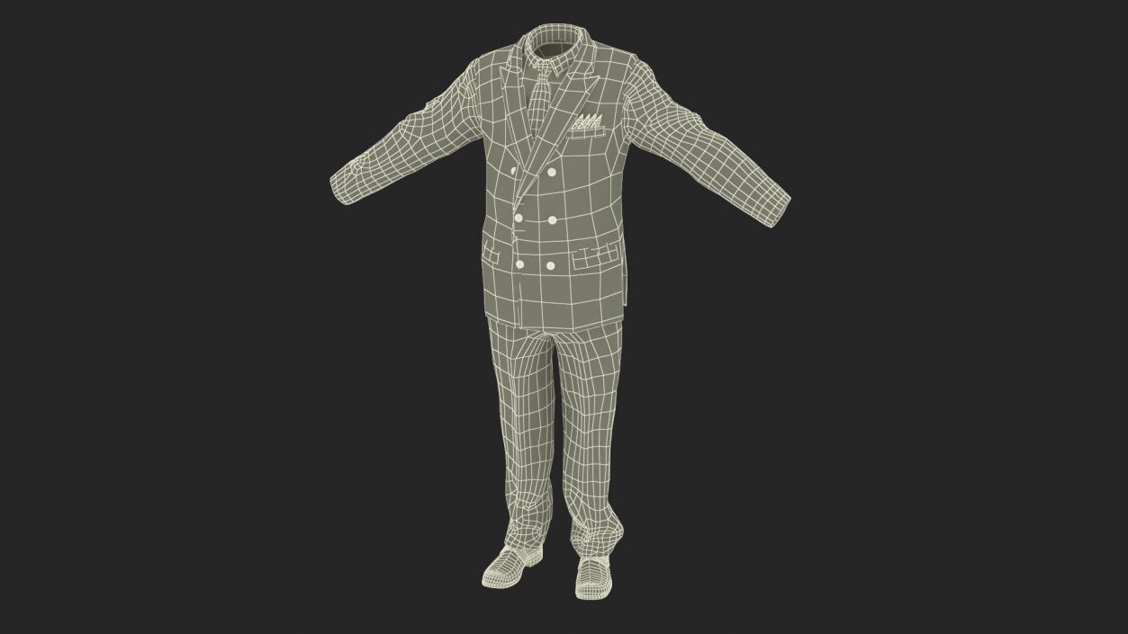 Black Suit Red Tie and White Shirt 3D model