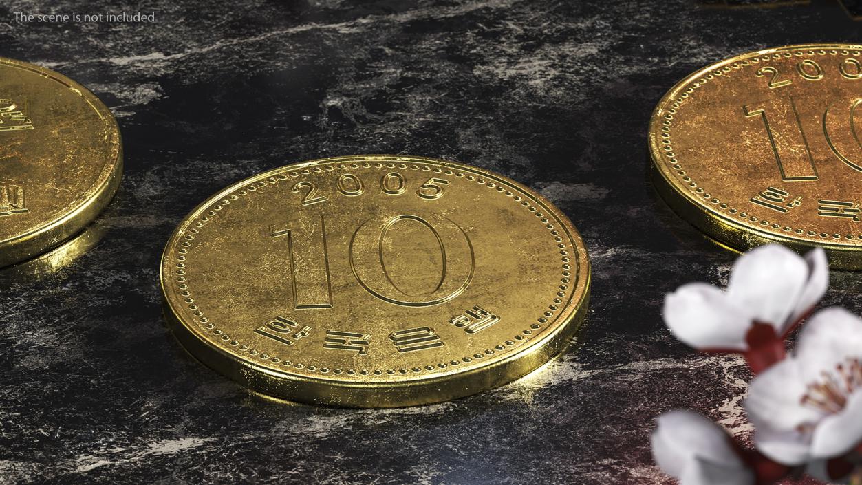 3D South Korea 10 Won 2005 Coin model