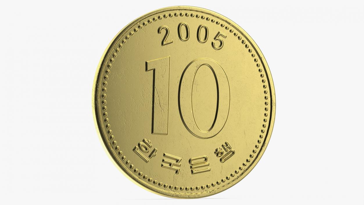 3D South Korea 10 Won 2005 Coin model