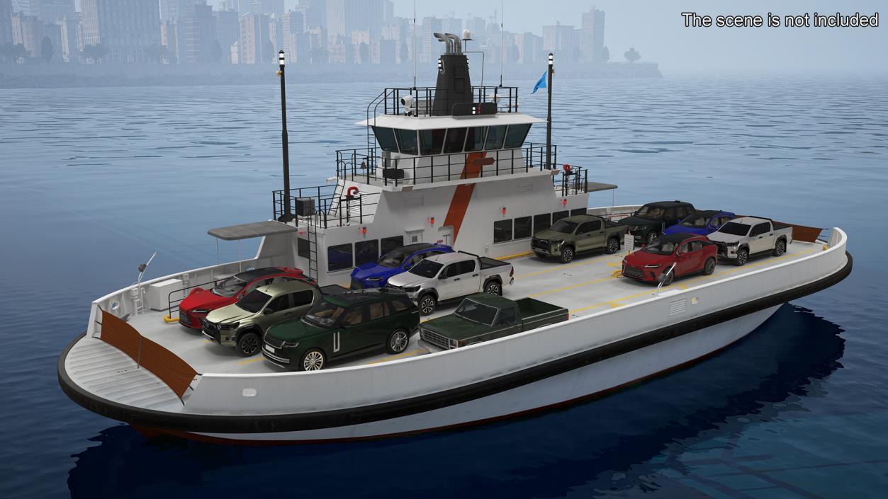 Ferry Ship with Vehicles 3D model