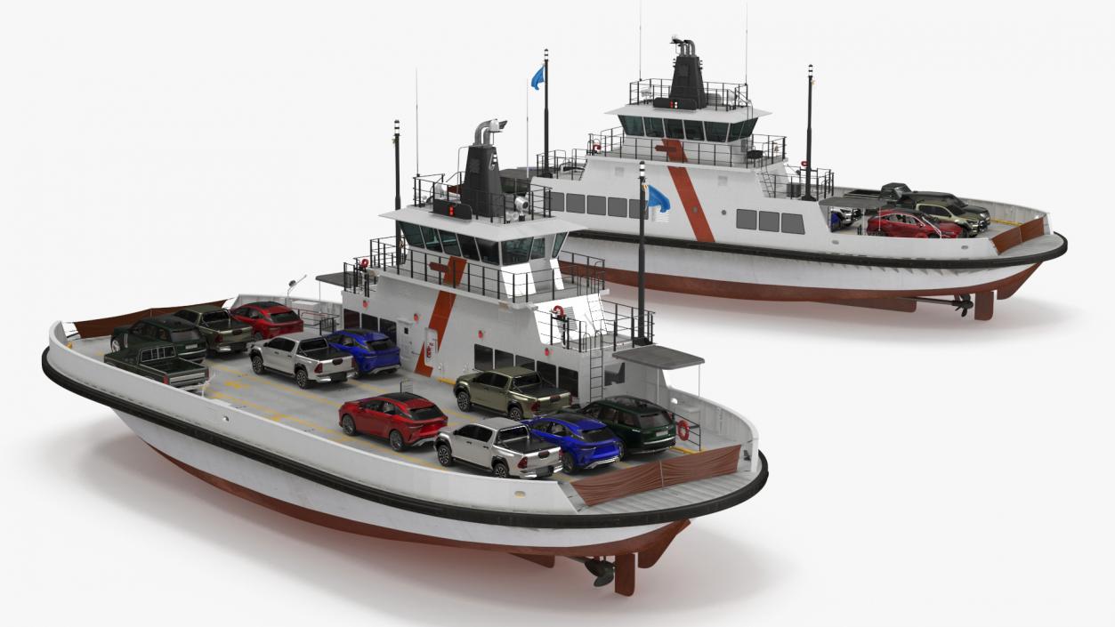 Ferry Ship with Vehicles 3D model