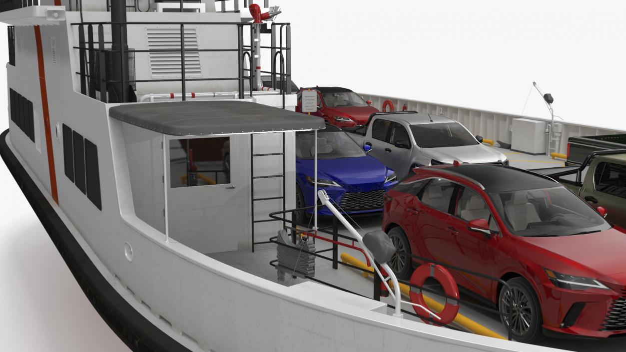 Ferry Ship with Vehicles 3D model