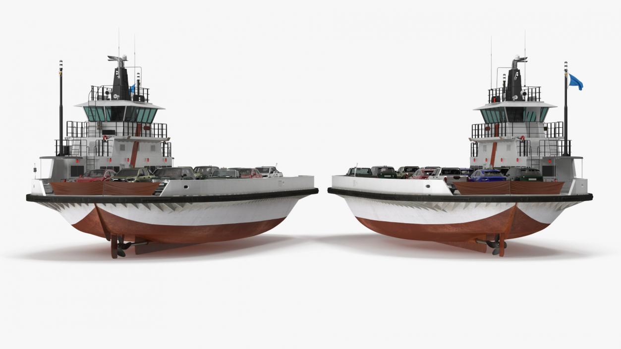 Ferry Ship with Vehicles 3D model