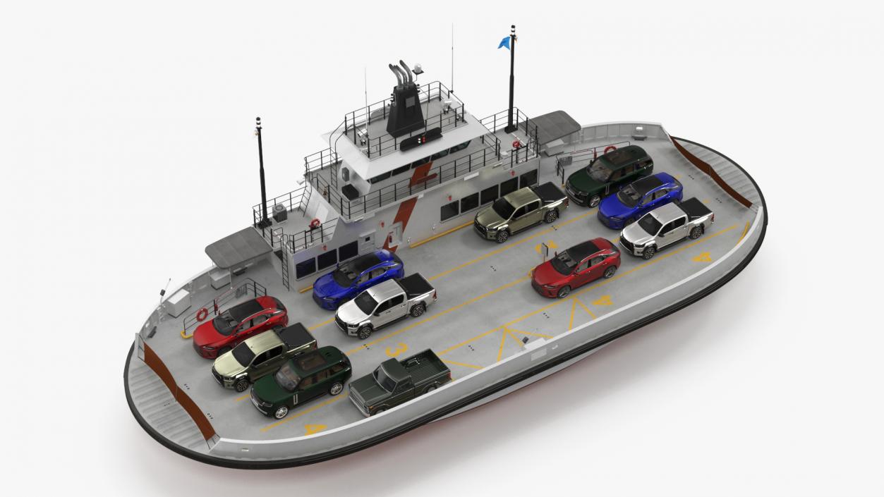 Ferry Ship with Vehicles 3D model